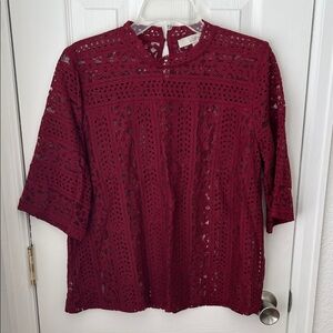LOFT Burgundy Lace Blouse